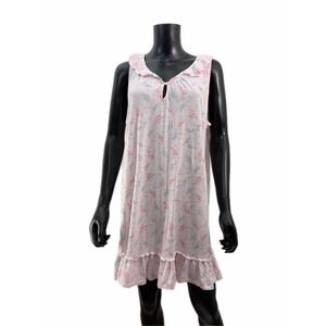 Lauren Ralph Lauren Floral Sleeveless Nightgown‎ Ruffle Hem Pink Women's L